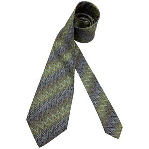 MISSONI Purple/Green Geometric Silk LUXURY Tie ITALY